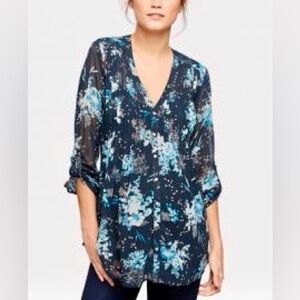 A PEA IN THE POD Sheer Floral Blouse - Navy Blue Maternity Top
